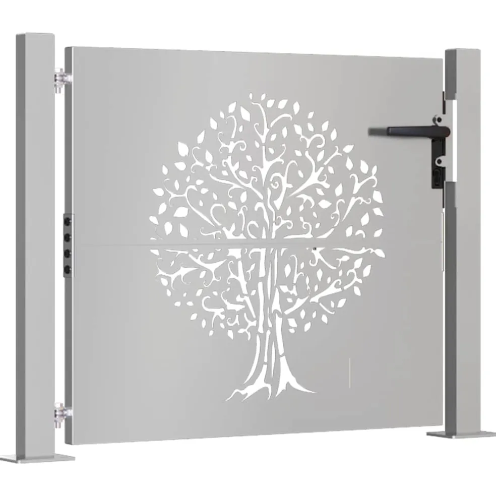 vidaXL Tuinpoort 100 x 75 cm Poedergecoat staal Zwart Vergrendelbaar