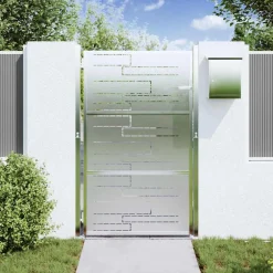 vidaXL Tuinpoort 85 x 120 cm Roestvrij staal zilver Vergrendelbaar