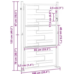 vidaXL Tuinpoort 85 x 120 cm Roestvrij staal zilver Vergrendelbaar