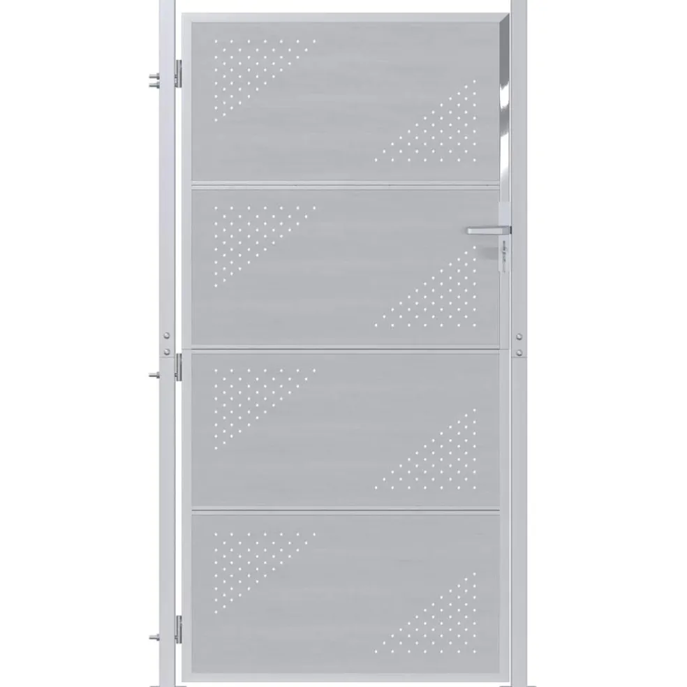 vidaXL Tuinpoort 85 x 174 cm Roestvrij staal zilver Vergrendelbaar