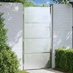 vidaXL Tuinpoort 85 x 174 cm Roestvrij staal zilver Vergrendelbaar