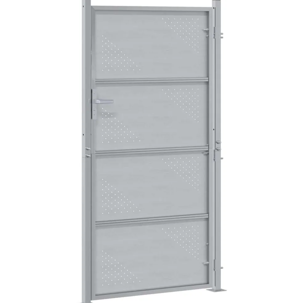 vidaXL Tuinpoort 85 x 174 cm Roestvrij staal zilver Vergrendelbaar