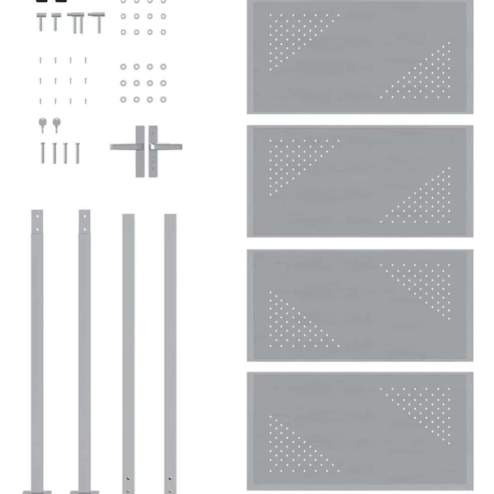 vidaXL Tuinpoort 85 x 174 cm Roestvrij staal zilver Vergrendelbaar