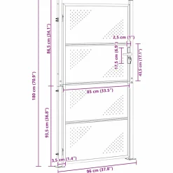 vidaXL Tuinpoort 85 x 174 cm Roestvrij staal zilver Vergrendelbaar
