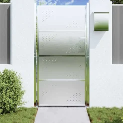 vidaXL Tuinpoort 85 x 174 cm Roestvrij staal zilver Vergrendelbaar