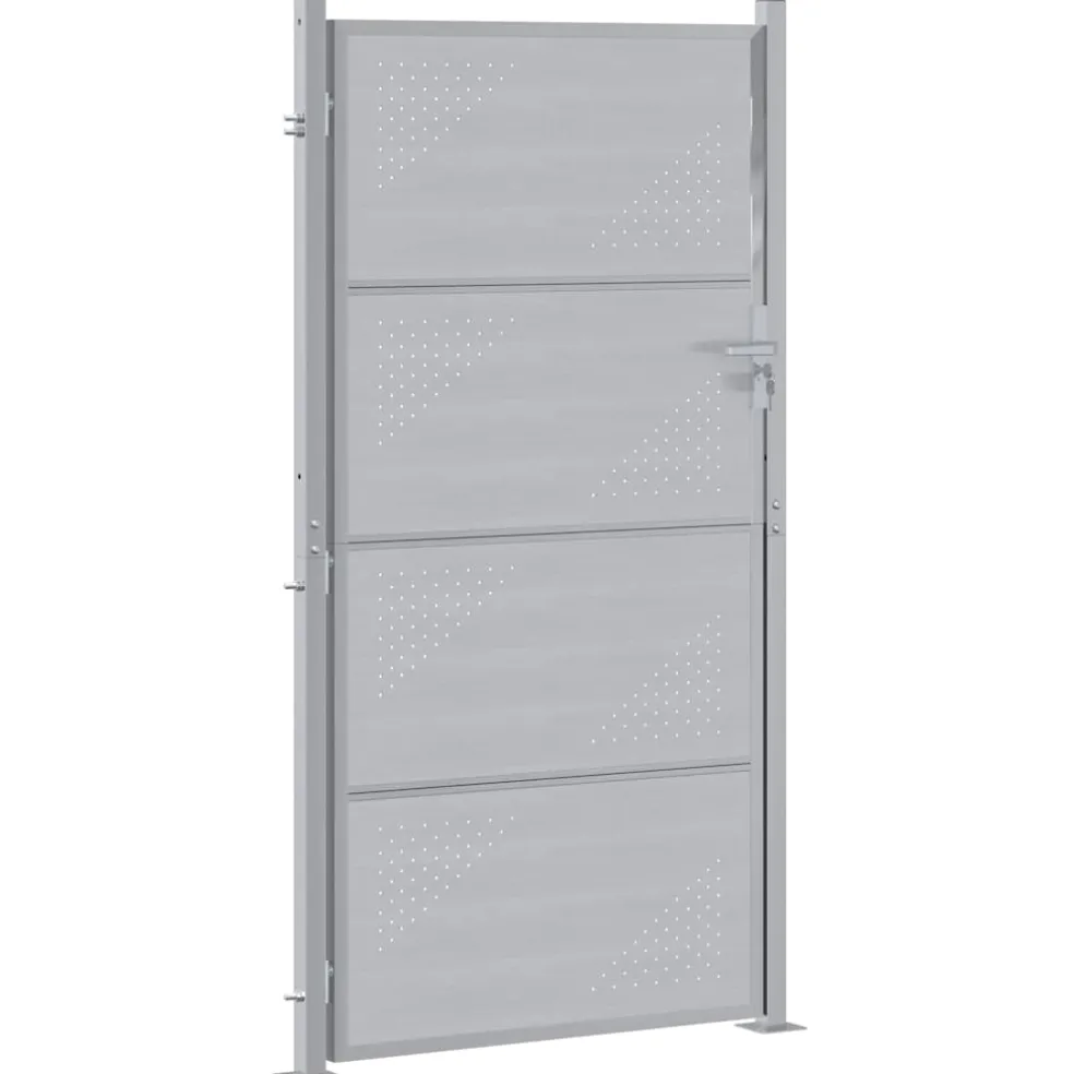 vidaXL Tuinpoort 85 x 174 cm Roestvrij staal zilver Vergrendelbaar