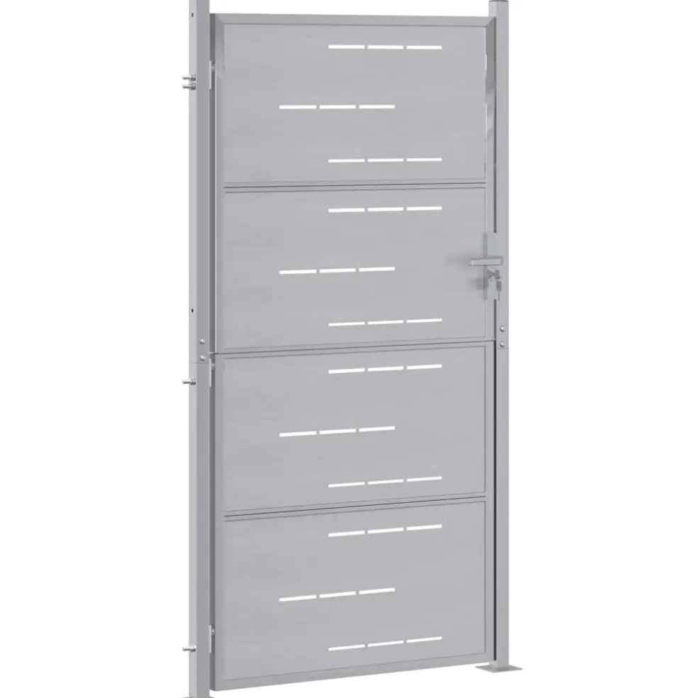 vidaXL Tuinpoort 85 x 174 cm Roestvrij staal zilver Vergrendelbaar