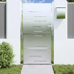 vidaXL Tuinpoort 85 x 174 cm Roestvrij staal zilver Vergrendelbaar