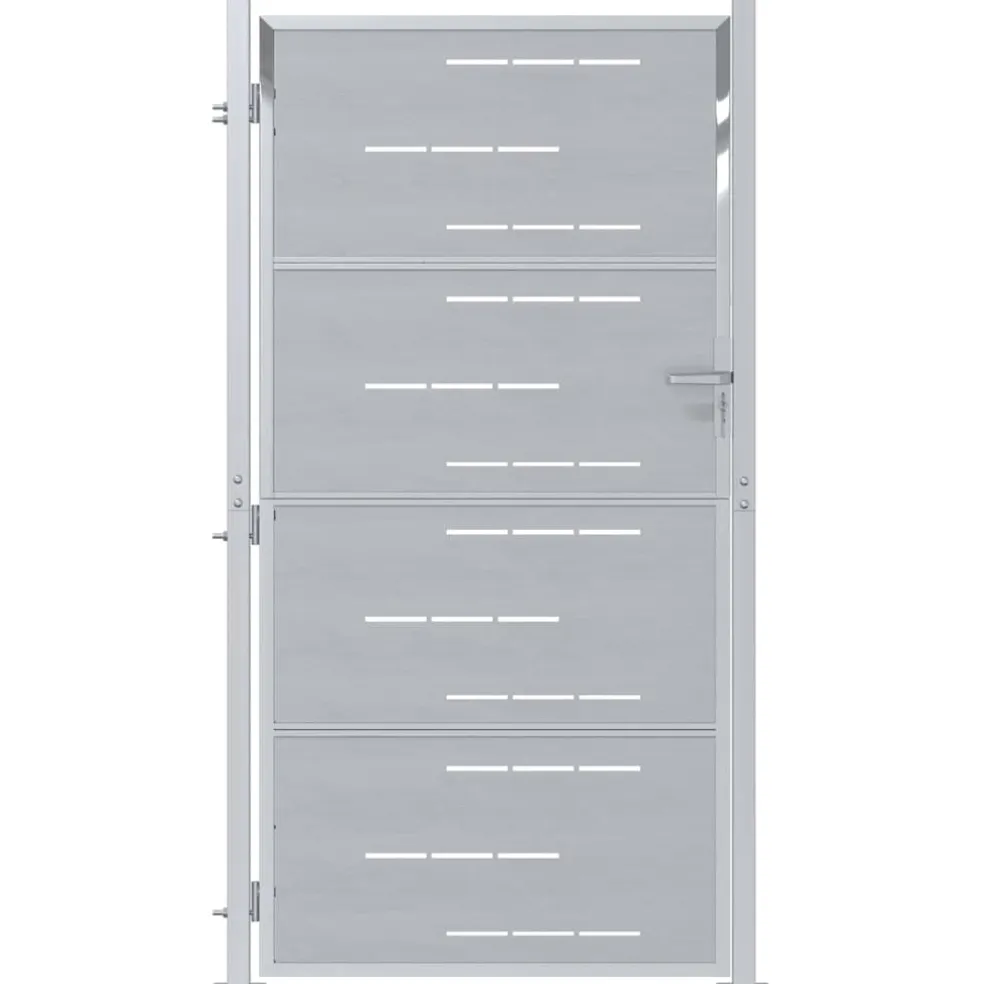 vidaXL Tuinpoort 85 x 174 cm Roestvrij staal zilver Vergrendelbaar
