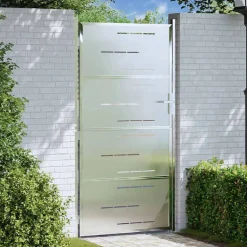 vidaXL Tuinpoort 85 x 174 cm Roestvrij staal zilver Vergrendelbaar