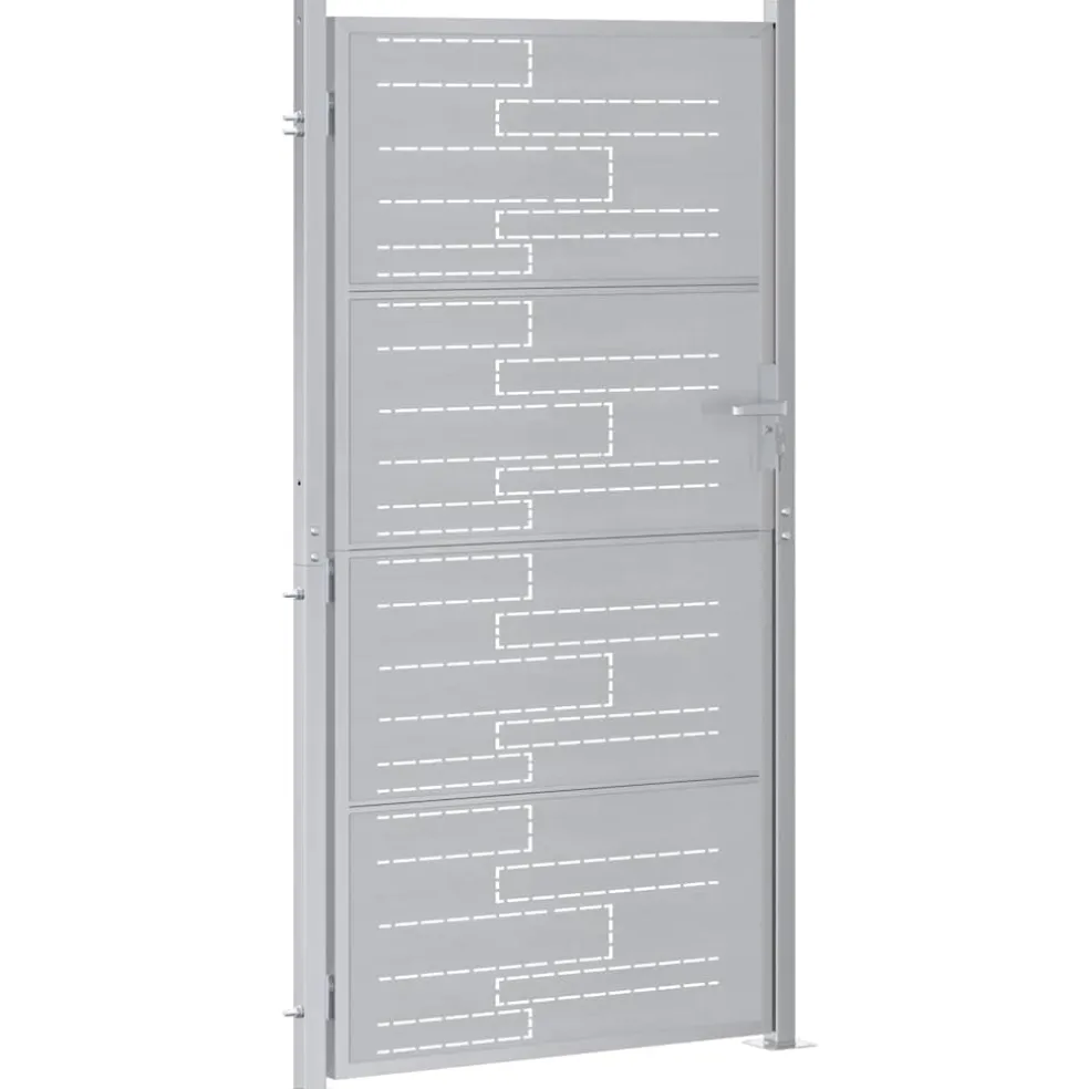 vidaXL Tuinpoort 85 x 174 cm Roestvrij staal Zilver Vergrendelbaar