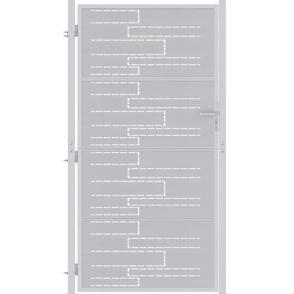 vidaXL Tuinpoort 85 x 174 cm Roestvrij staal Zilver Vergrendelbaar