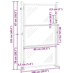 vidaXL Tuinpoort 85 x 120 cm Roestvrij staal zilver Vergrendelbaar