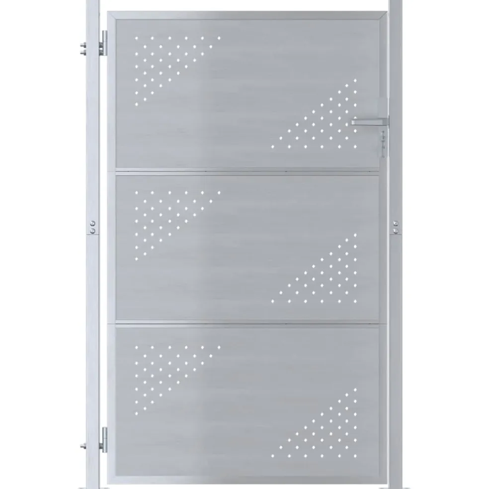 vidaXL Tuinpoort 85 x 120 cm Roestvrij staal zilver Vergrendelbaar