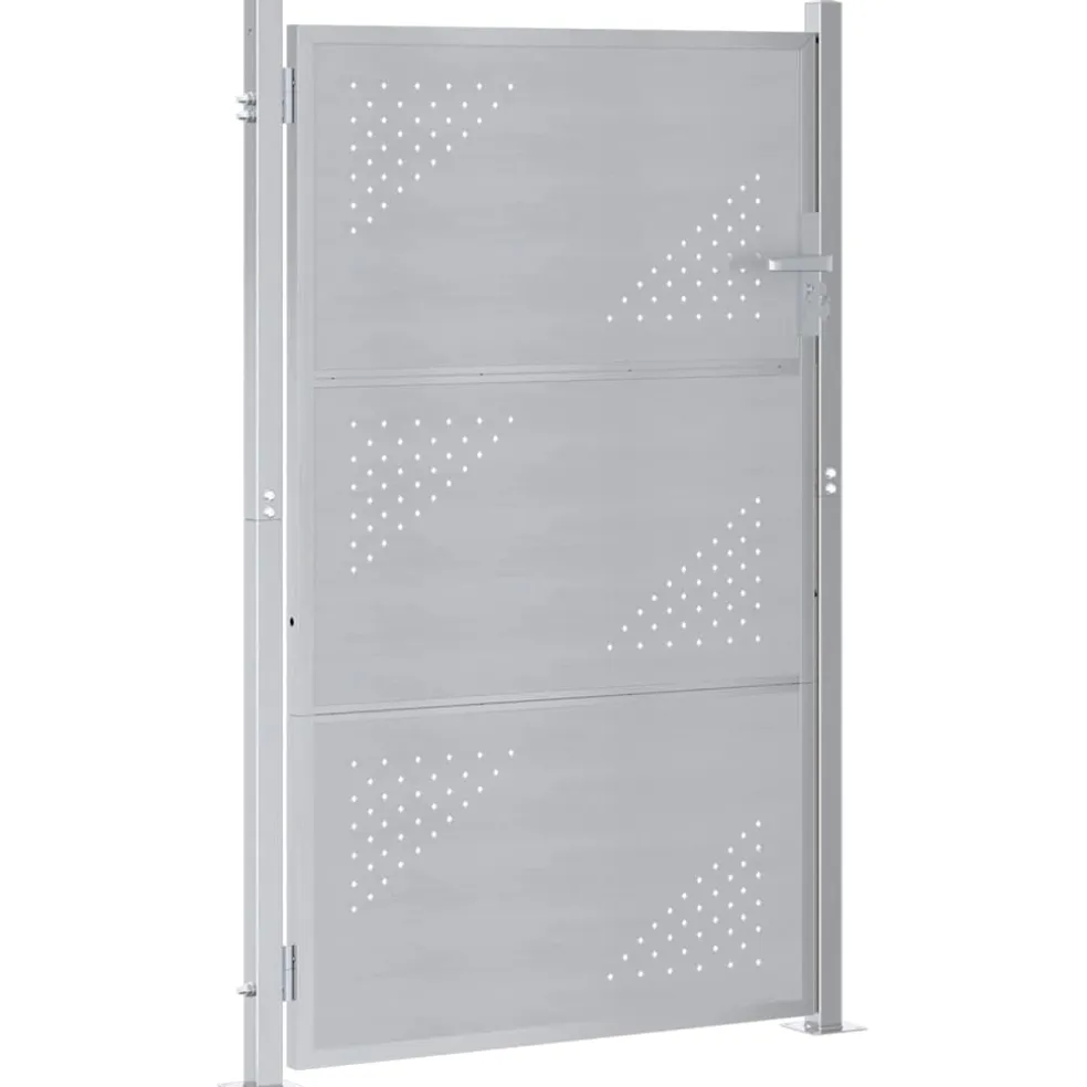 vidaXL Tuinpoort 85 x 120 cm Roestvrij staal zilver Vergrendelbaar
