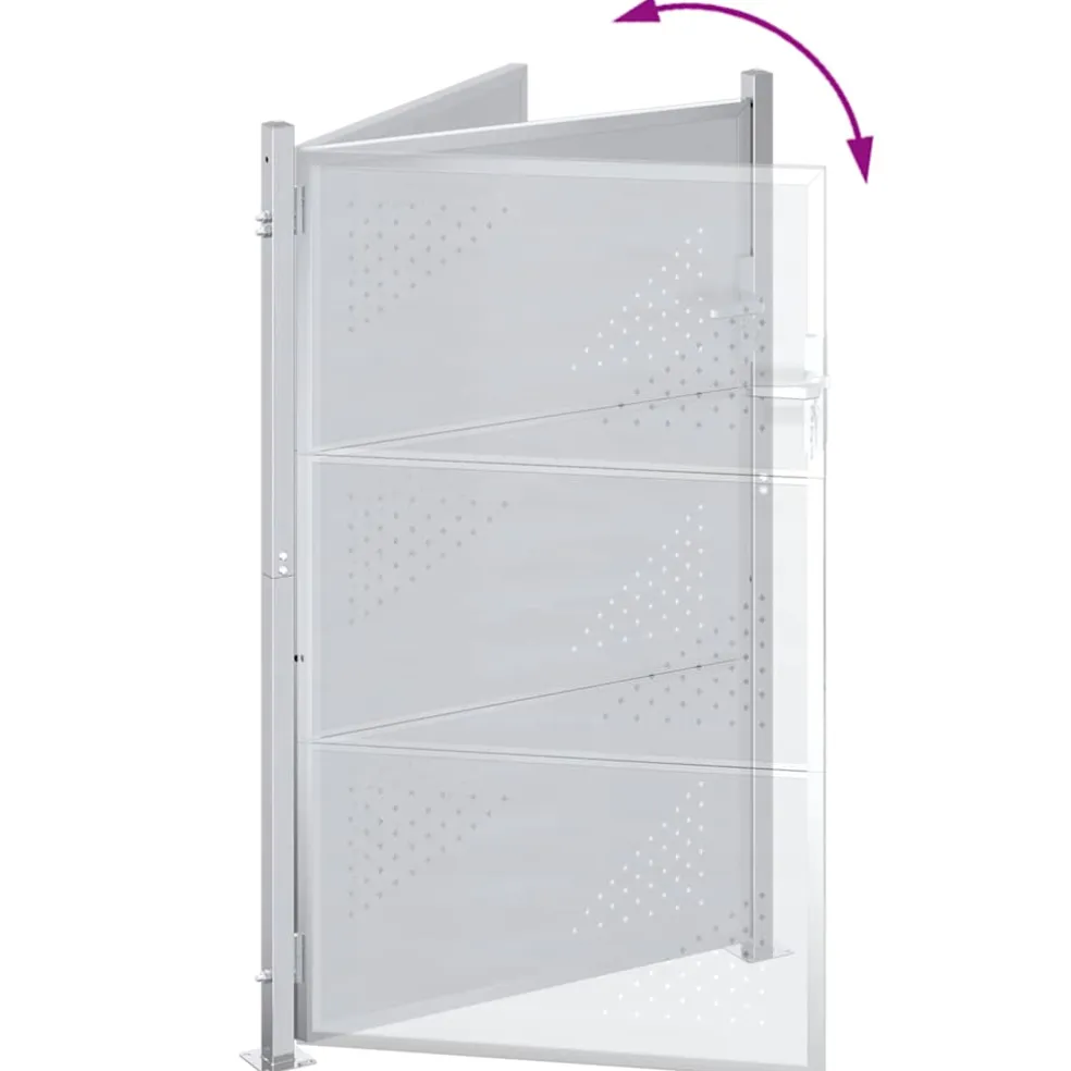 vidaXL Tuinpoort 85 x 120 cm Roestvrij staal zilver Vergrendelbaar
