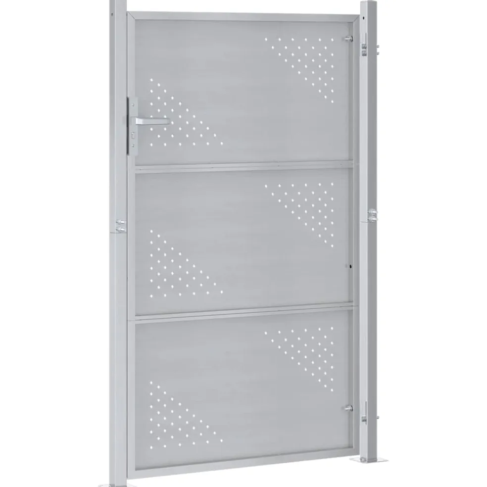 vidaXL Tuinpoort 85 x 120 cm Roestvrij staal zilver Vergrendelbaar