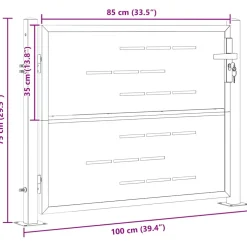 vidaXL Tuinpoort 85 x 70 cm Roestvrij staal zilver Vergrendelbaar