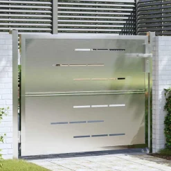 vidaXL Tuinpoort 85 x 70 cm Roestvrij staal zilver Vergrendelbaar