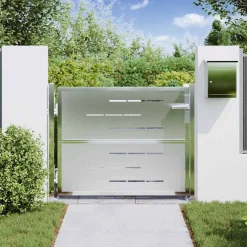 vidaXL Tuinpoort 85 x 70 cm Roestvrij staal zilver Vergrendelbaar