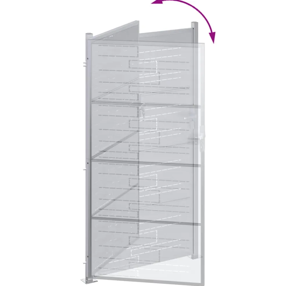 vidaXL Tuinpoort 85 x 196 cm Roestvrij staal zilver Vergrendelbaar