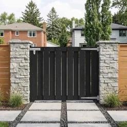 vidaXL Tuinpoort 100 x 80 cm WPC en Aluminium Zwart