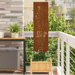 vidaXL Tuin Privacy Screen Bloemen Roestig 32 x 140 cm weervast staal