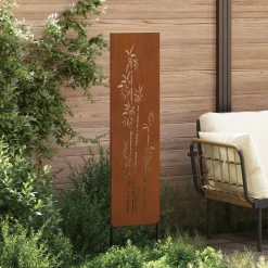 vidaXL Tuin Privacy Screen Bloemen Roestig 32 x 140 cm weervast staal