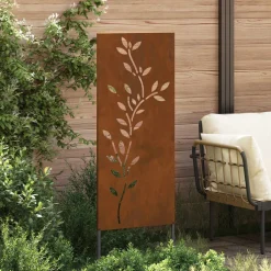 vidaXL Tuin Privacy Screen Bloemen Roestig 50 x 140 cm weervast staal
