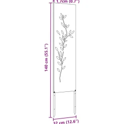 vidaXL Tuin Privacy Screen Bloemen Wit 32 x 140 cm Koudgewalst staal
