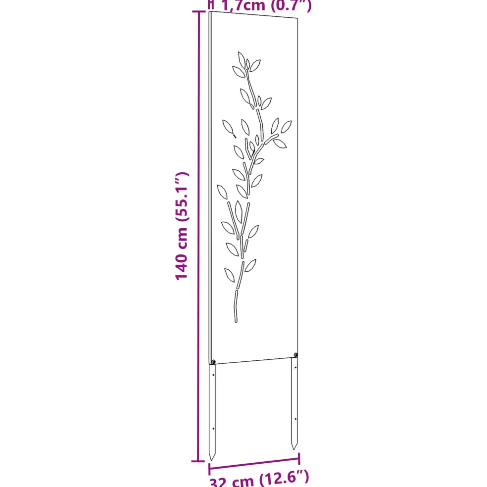 vidaXL Tuin Privacy Screen Bloemen Wit 32 x 140 cm Koudgewalst staal