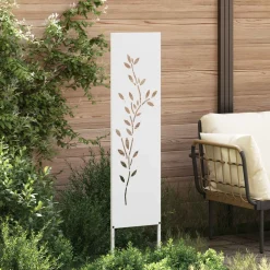 vidaXL Tuin Privacy Screen Bloemen Wit 32 x 140 cm Koudgewalst staal