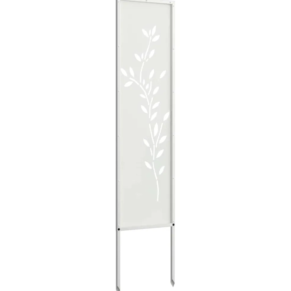 vidaXL Tuin Privacy Screen Bloemen Wit 32 x 140 cm Koudgewalst staal
