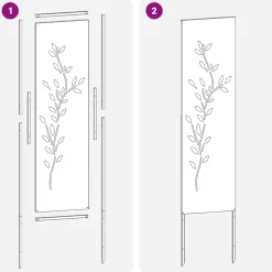 vidaXL Tuin Privacy Screen Bloemen Wit 32 x 140 cm Koudgewalst staal
