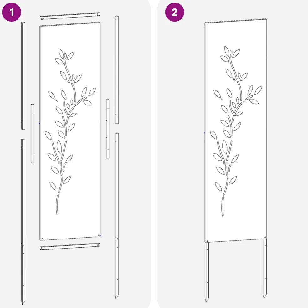 vidaXL Tuin Privacy Screen Bloemen Wit 32 x 140 cm Koudgewalst staal