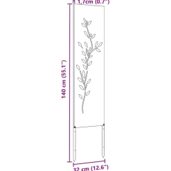 vidaXL Tuin Privacy Screen Bloemen Wit 32 x 140 cm Koudgewalst staal