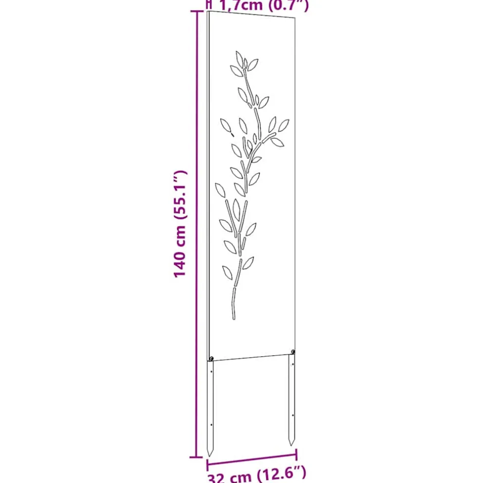 vidaXL Tuin Privacy Screen Bloemen Wit 32 x 140 cm Koudgewalst staal