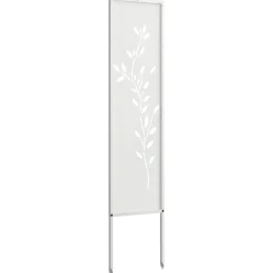 vidaXL Tuin Privacy Screen Bloemen Wit 32 x 140 cm Koudgewalst staal