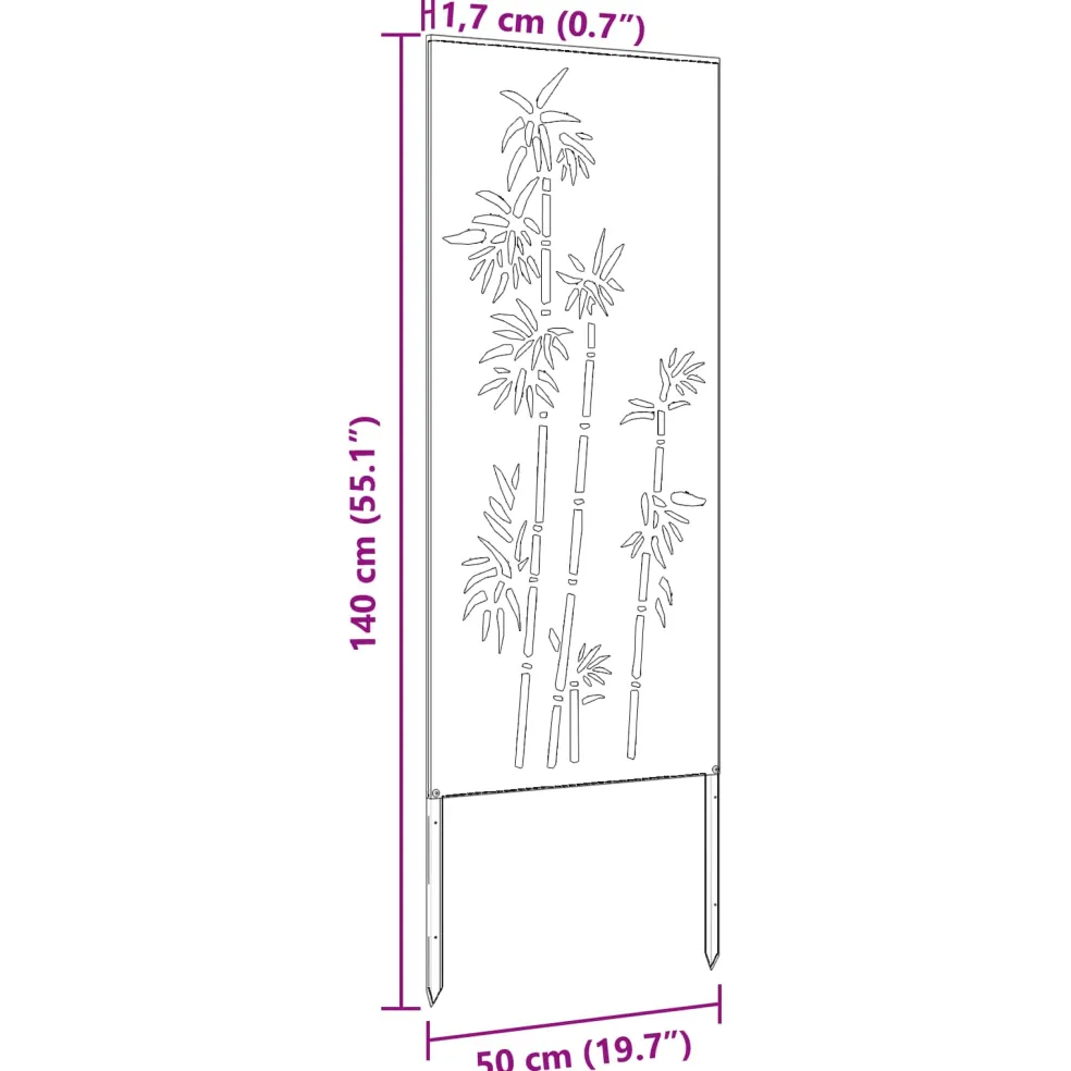 vidaXL Tuin Privacy Screen Bloemen Zilver 50 x 140 cm Roestvrij staal