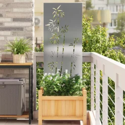 vidaXL Tuin Privacy Screen Bloemen Zilver 50 x 140 cm Roestvrij staal