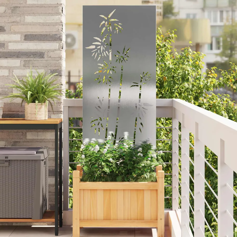 vidaXL Tuin Privacy Screen Bloemen Zilver 50 x 140 cm Roestvrij staal