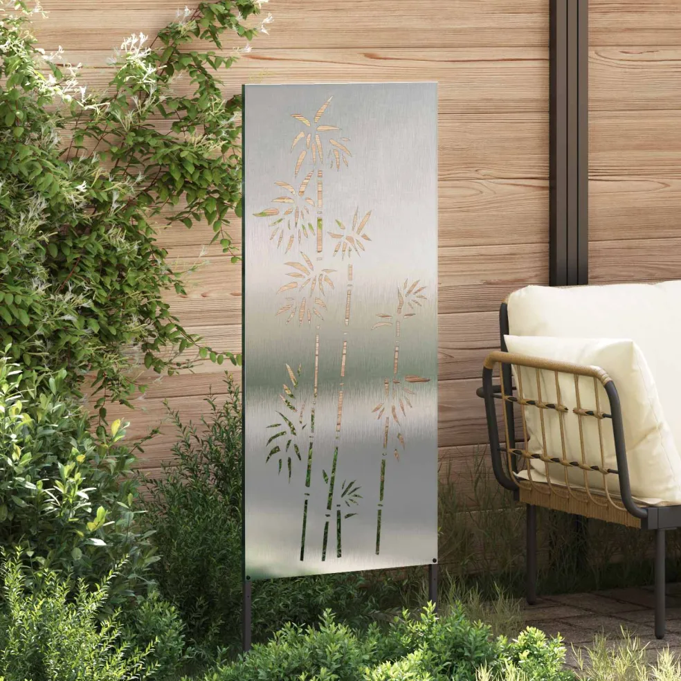 vidaXL Tuin Privacy Screen Bloemen Zilver 50 x 140 cm Roestvrij staal