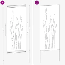 vidaXL Tuin Privacy Screen Bloemen Zilver 50 x 140 cm Roestvrij staal