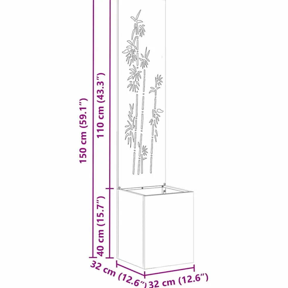 vidaXL Tuin Privacy Screen Bloemen Zilver 32 x 32 x 150 cm