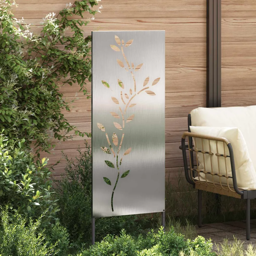 vidaXL Tuin Privacy Screen Bloemen Zilver 50 x 140 cm Roestvrij staal