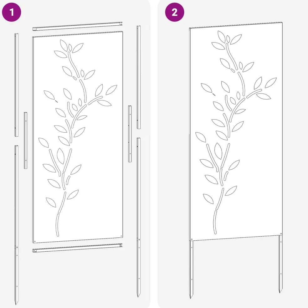 vidaXL Tuin Privacy Screen Bloemen Zilver 50 x 140 cm Roestvrij staal