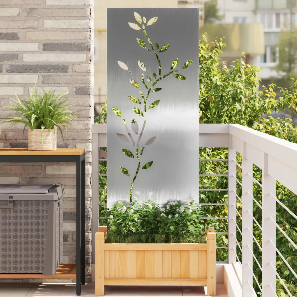 vidaXL Tuin Privacy Screen Bloemen Zilver 50 x 140 cm Roestvrij staal
