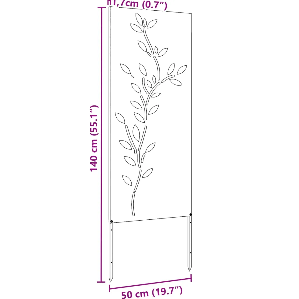 vidaXL Tuin Privacy Screen Bloemen Zilver 50 x 140 cm Roestvrij staal