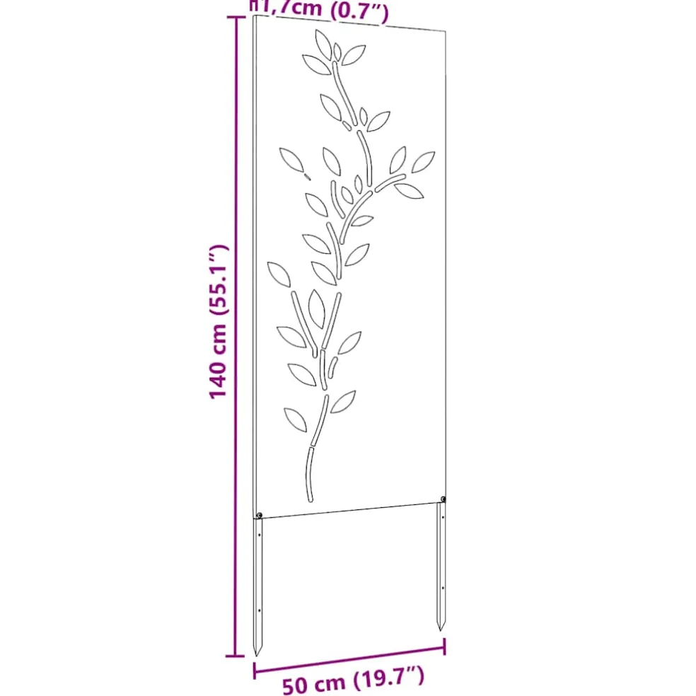 vidaXL Tuin Privacy Screen Bloemen Zilver 50 x 140 cm Roestvrij staal