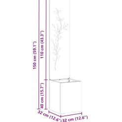 vidaXL Tuin Privacy Screen Bloemen Olijfgroen 32 x 32 x 150 cm